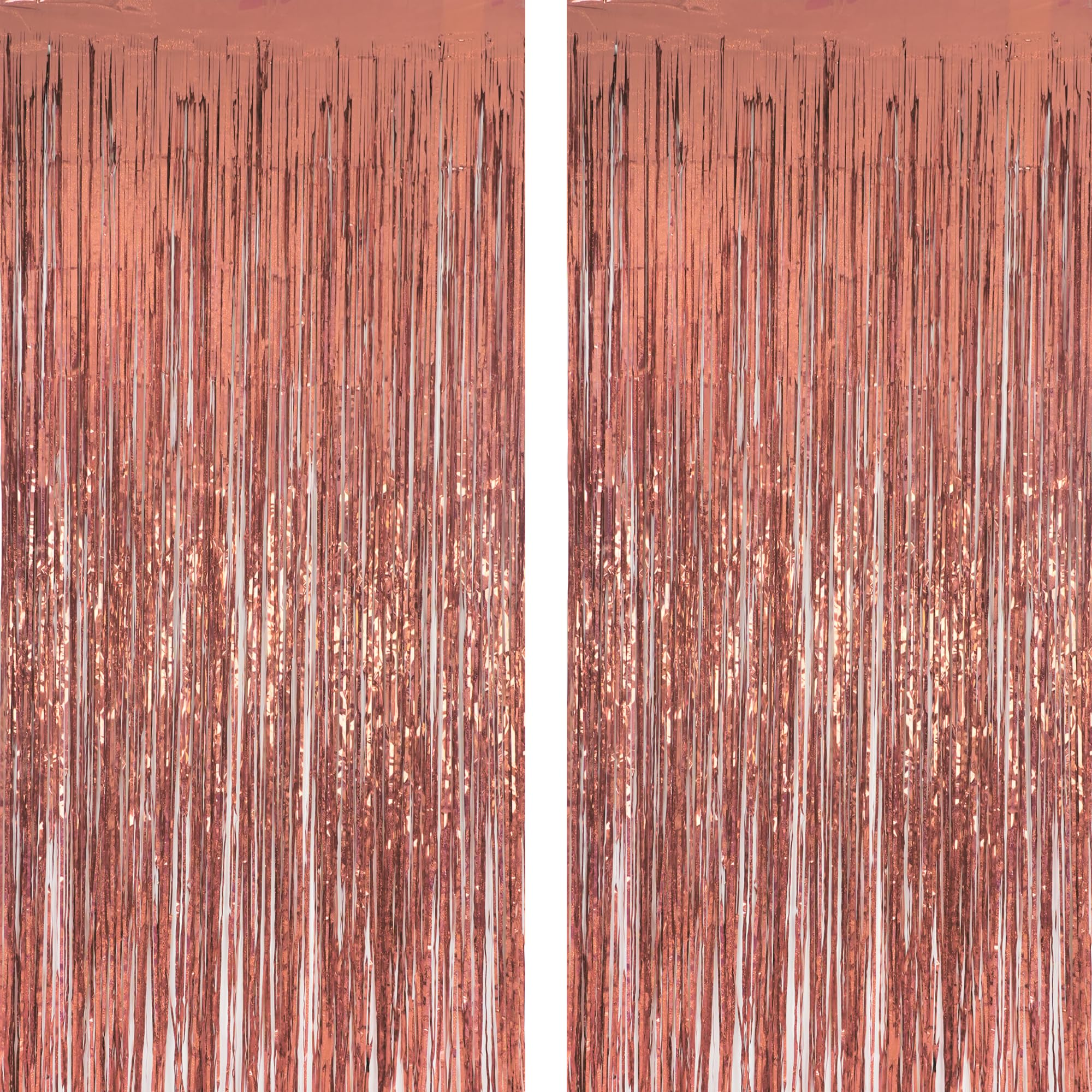 Rose Gold Tinsel Metallic Foil Fringe Curtain Backdrop, Malanku 2Pack 3.2ft x 8.2ft Tinsel Doorway Wall Decorations for Birthday Graduation Bachelorette Baby Shower Party