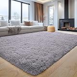 Aspire Homeware Grey Fluffy 120x170 Rug Non Slip Large Modern Shaggy