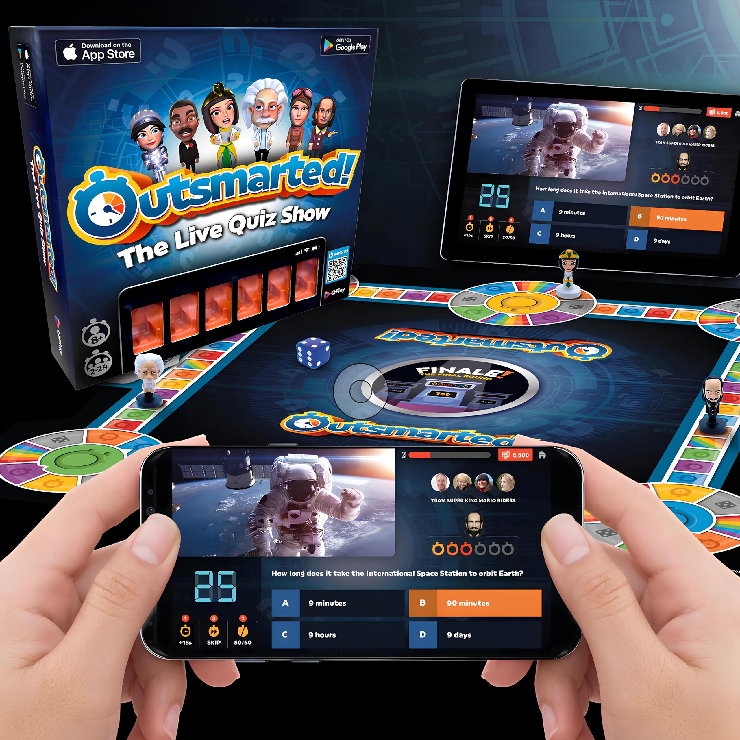 Outsmarted - The App-Connected TV Quiz-Show Board Game | Kids, Teens & Adults | Next-Level Game Night for Family & Friends | 2–24 Players | Age 8+ | 10,000+ Questions | 2026 Edition