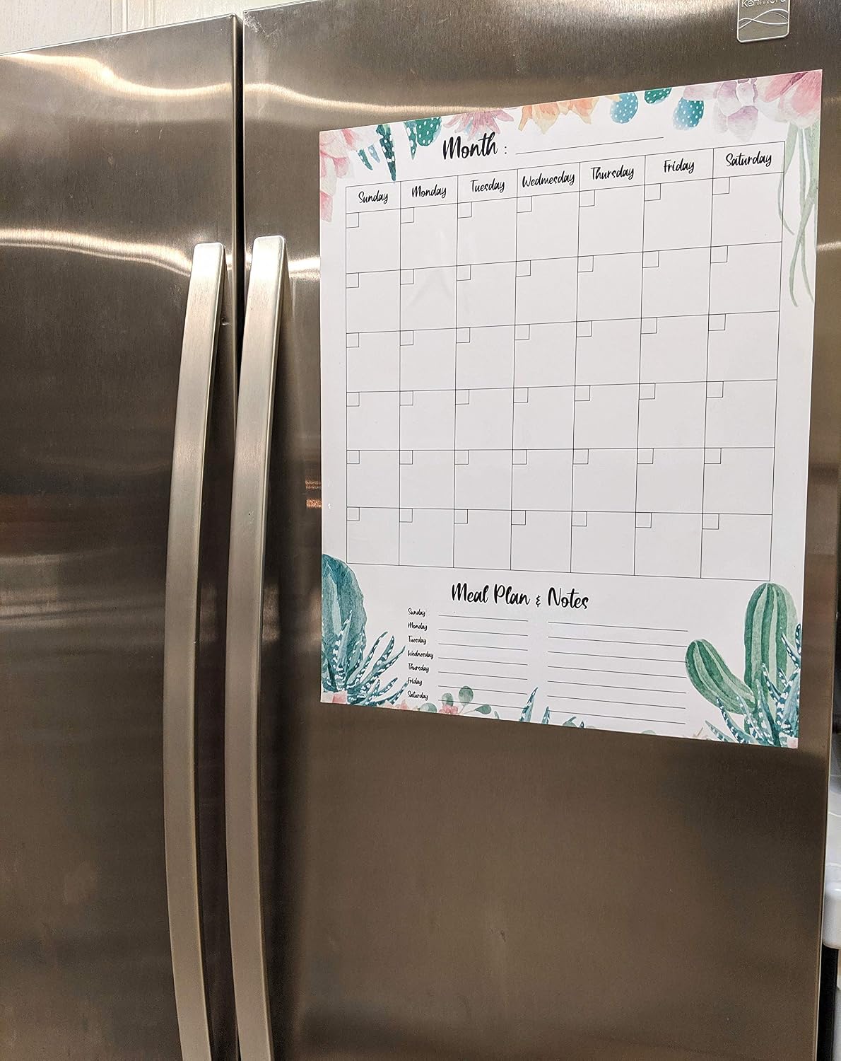 Magnetic Dry Erase Calendar For Fridge Succulents Kitchen Whiteboard