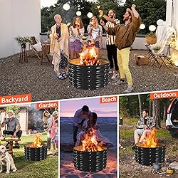 YSEJOMP 32 Inch Round Galvanized Fire Pit Ring/Fire