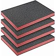 Outus 4 Pcs Cuttable Polyurethane Foam Pads Craft Foam Insert for Cases Packing Padding Camera Toolbox Storage(16 x 12 x 1.5 Inch,Red, Black)