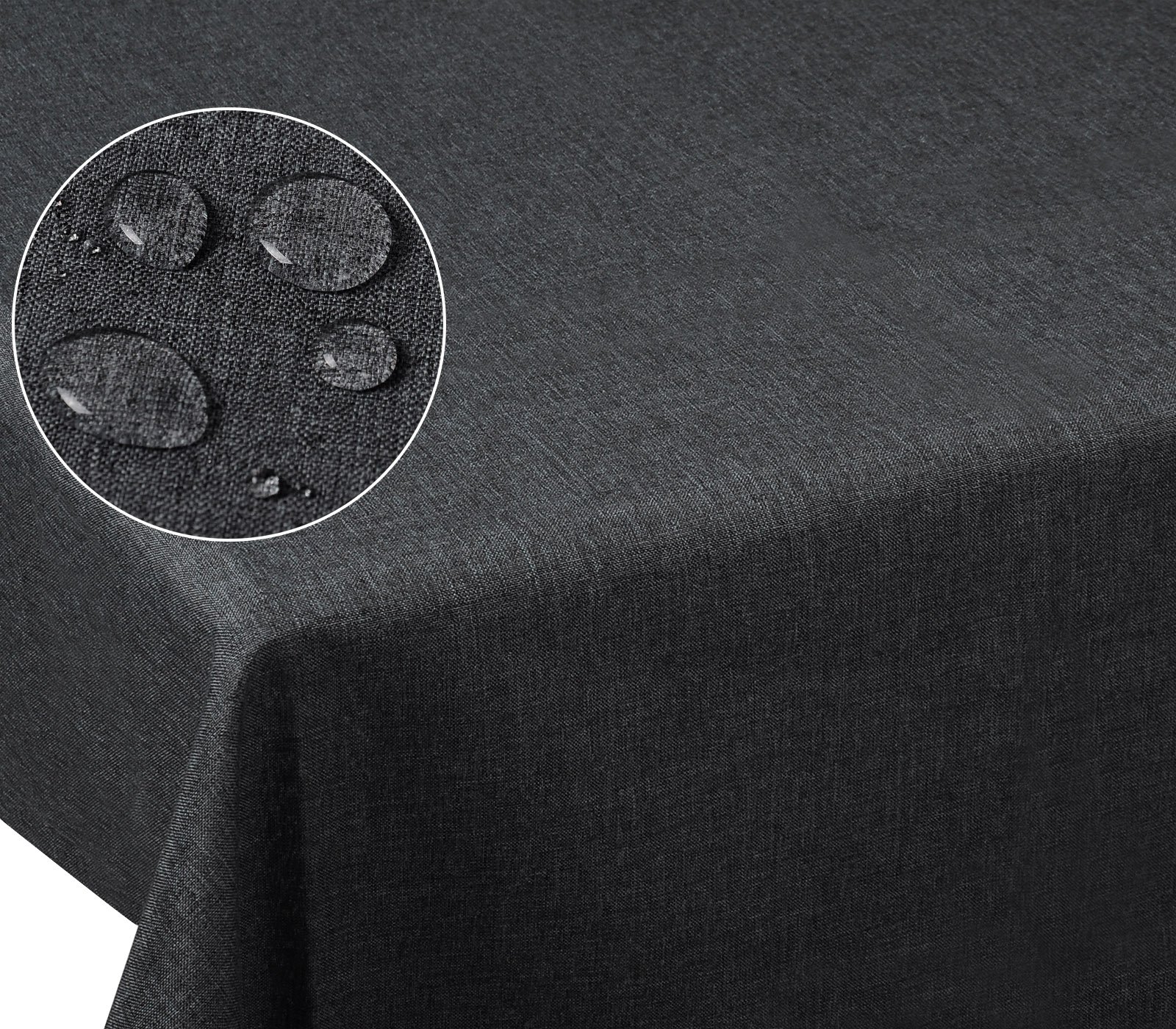 Laneetal Tablecloth Faux Linen Square Table Cover Stain Resistant Washable 110 x 110cm Grey