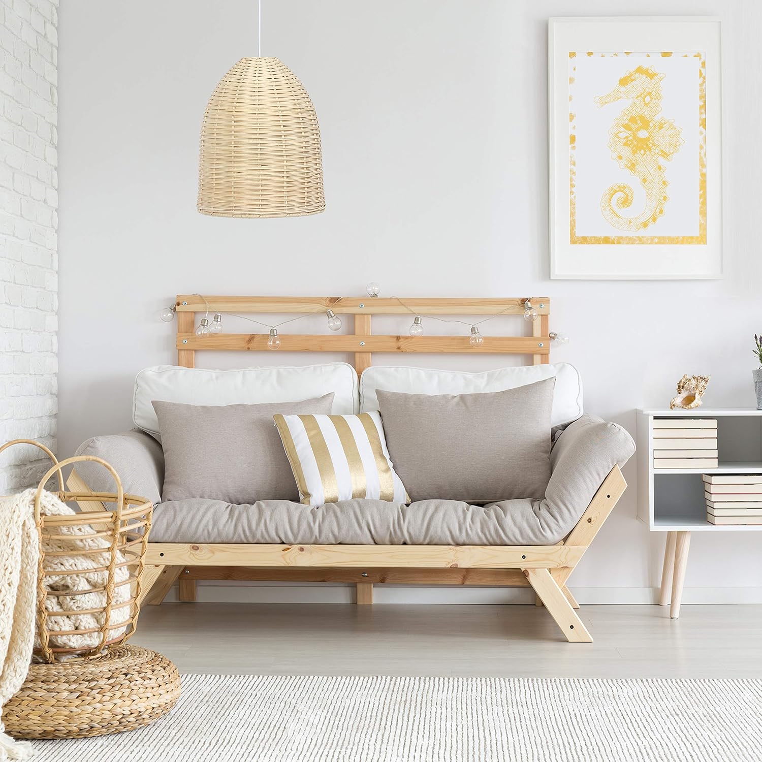 Elegant Designs PT1007-NAT Rattan Ceiling Light Pendant, Natural - - 