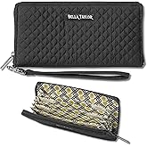 Bella Taylor Cash Envelope Wallet for Budgeting - RFID Protected - Cash Stuffing Wallet with Detachable Wristlet - Vintage Black Microfiber