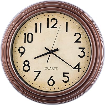 Amazon.com: Geneva 14-Inch Plastic Decorative Wall Clock, Brown: Home & Kitchen