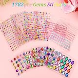Hoiny 1782pcs Gems Stickers Self Adhesive Rhinestones Crafts Bling view 7