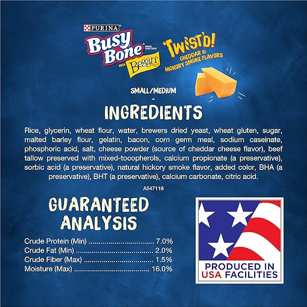 PURINA BUSY WITH BEGGIN’ TWIST’D CHEDDAR AND HICKORY SMOKE FLAVORS ADULT DOG TREAT – 10 CT. POUCH