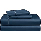 Lane Linen 100% Egyptian Cotton Sheets King Size - Naturally Breathable & Durable Winter Comfort King Bed Sheets, Ultra-Soft Hotel Luxury Comfort with 15" Deep Pocket, Silky Sateen Weave - Estate Blue