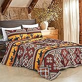 Chezmoi Collection 4-Piece Southwestern Sunset Cowboys Sheet Set California King Size - Multicolor Red Orange Black White Printed Brushed Microfiber Lightweight Breathable Deep Pocket Bed Sheets