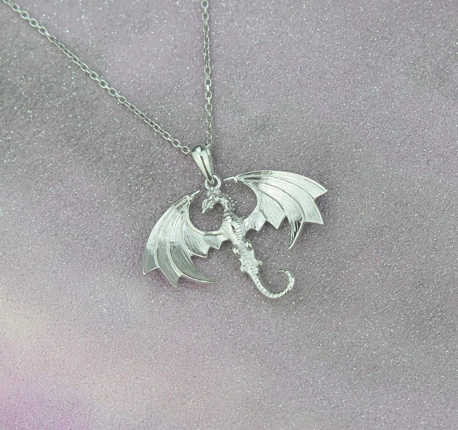 Lucky Dragon Solid 925 Sterling Silver Pendant Necklace