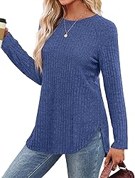 Saloogoe Long Sleeve Shirts Casual Lounge Tunic