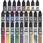 Metallic Alcohol Ink Set -26 Metallic Colors Alcohol Based Ink for Resin Art, Fluid Art,Resin Craft,Resin Petri Dish，Alcohol Ink Paint for Yupo,Tumbler (Metallic 26 Color Set)