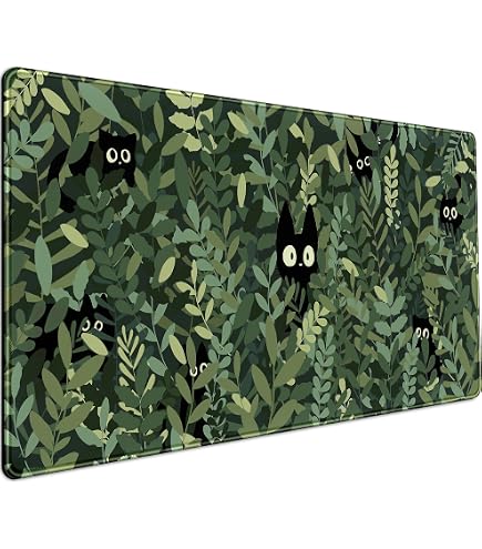 Alfombrilla De Mouse Gamer - Luna Verde Con Flores - Base Antideslizante - Grande Para Escritorio