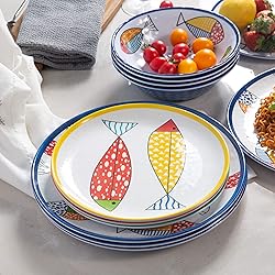 Gofunfun Melamine Dinnerware set for 4, Plates and