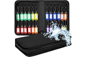 WEWORTH Portable Zippered Key Case,Organizer Waterproof Key Binder with 24 Key Hooks and Tags,Portable Key Storage for Rental Management Real Estate Sales Hotel Executives and Car Service