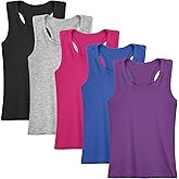 Cooraby 5 Pieces Girls Dance Tank Tops Toddler Racerback Sleeveless Top Girl Undershirts for Ballet Gymnastics 2T-16Years