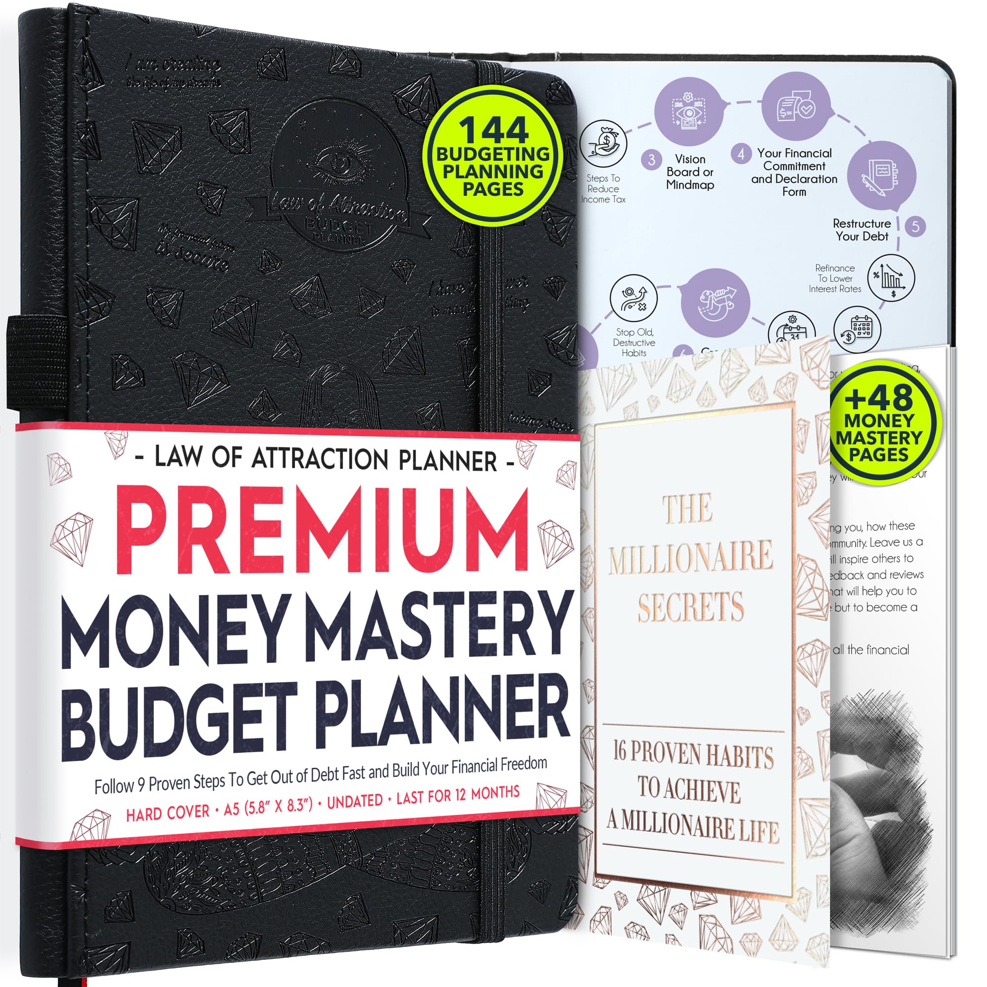 Budget Planner and Monthly Bill Organizer - Finance Planner, 12-Month Journey to Financial Freedom | Bill Payment Tracker Monthly Organizer, Money Saving & Expense Tracker | Undated Budgeting Journal