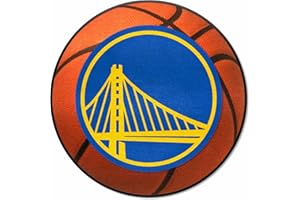 FANMATS 10213 Golden State Warriors Basketball Shaped Rug - 27in. Diameter, Basketball Design, Sports Fan Accent Rug