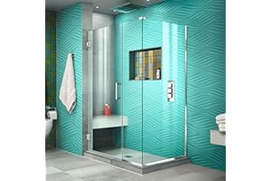 DreamLine Unidoor Plus 44 in. W x 30 3/8 in. D x 72 in. H Frameless Hinged Shower Enclosure in Chrome, SHEN-24440300-01