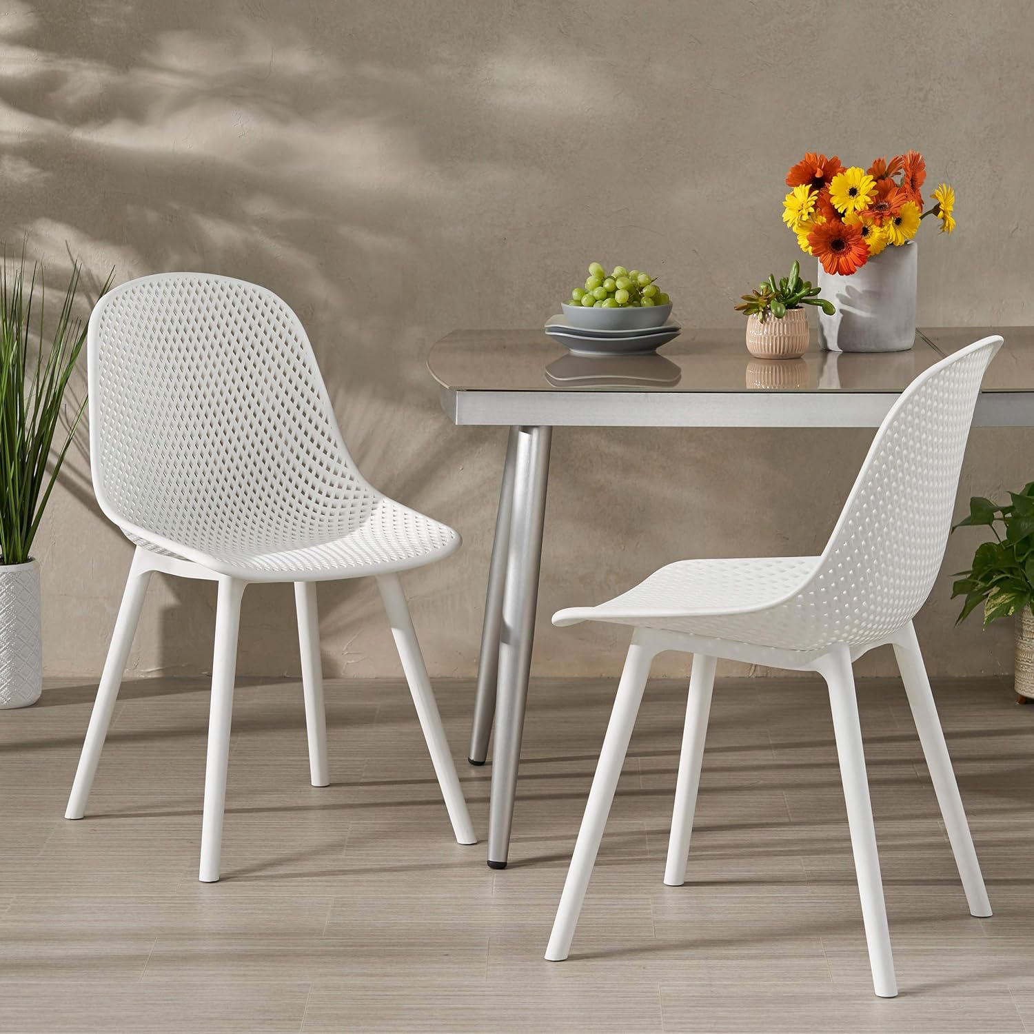 Christopher Knight Home 312459 Darleen Outdoor Dining Chair (Set of 2), White : Garden & Outdoor