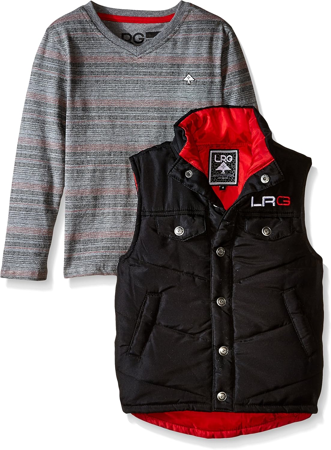 LRG Boys' Black Vest Set, 4 Clothing
