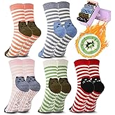Non Slip Socks for Women with Grips Thermal Winter Warm Thick Cozy Cabin Crew Comfy Anti Skid Slipper Socks Gifts for Women