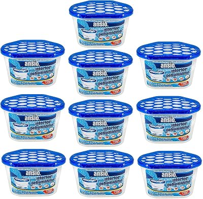 ANSIO Dehumidifier Pack of 10 - Moisture Absorber for Home & Bathroom