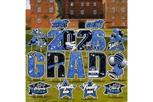 GXGGUS 15 PCS Graduation Yard Signs, Class of 2026 Decorations - Large 4FT Tall Congrats Grad Lawn Sign Set with H-Stake & Fi