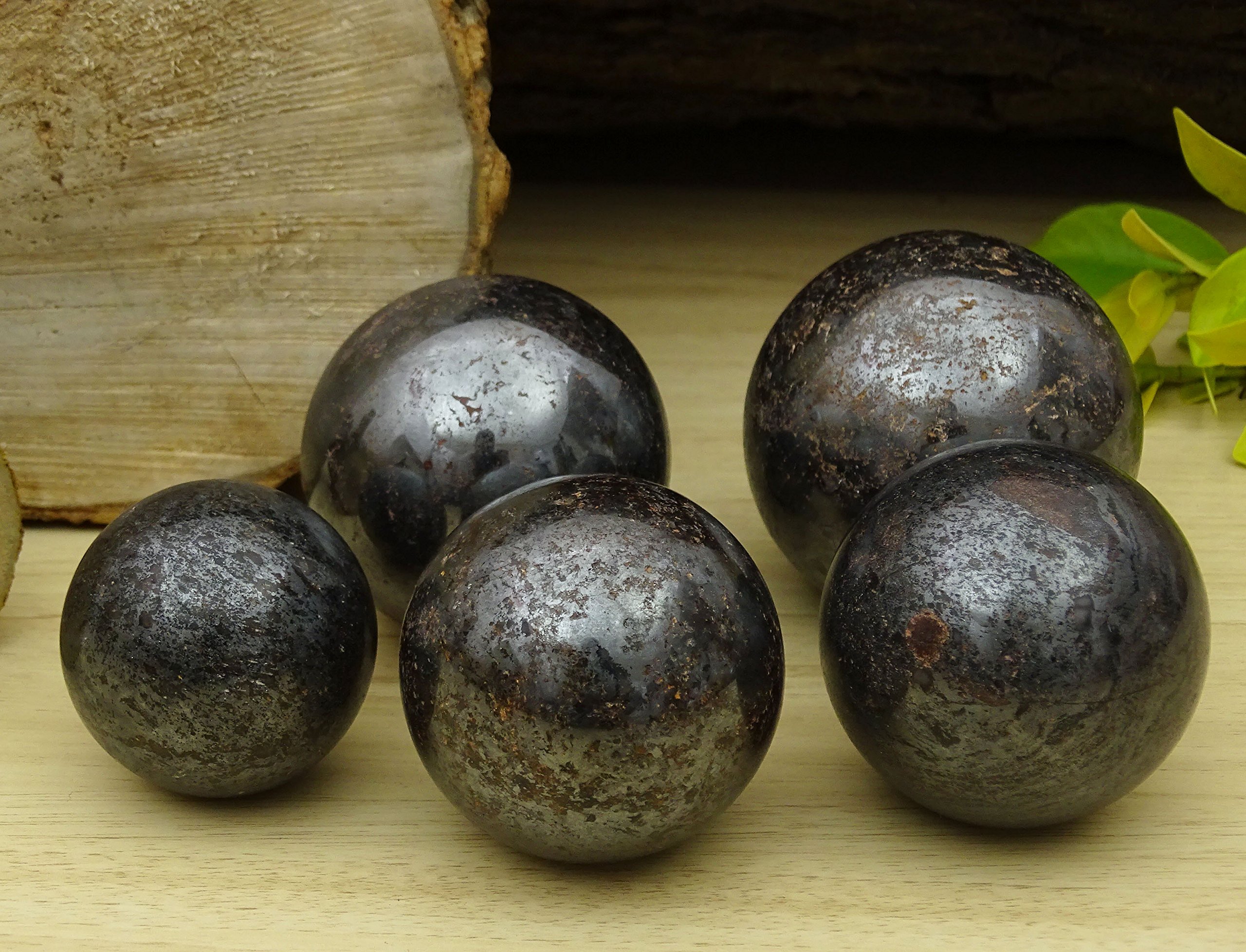 Reikiera Gray Pyrite Sphere Stone Ball With Ring Stand Aura Balancing Crystal Reiki Healing- Choose Size