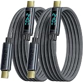 USB C Cable 240W Fast Charging Cord with LED Display, 2Pack 3.3ft, Grey | Nylon Braid, Compatible with iPhone 18 17 Pro Max Air, iPad Pro, Samsung Galaxy S26 S25, Switch, MacBook Air, Pixel