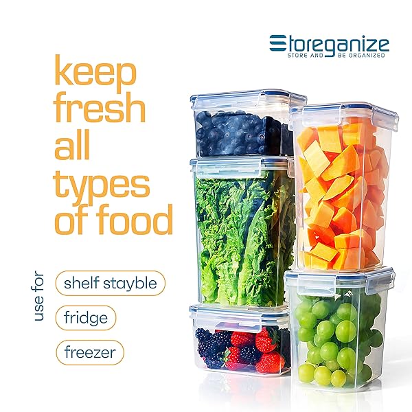 14 PCS AIRTIGHT FOOD STORAGE CONTAINERS WITH LIDS SET, BPA FREE LEAK-PROOF KITCHEN AND PANTRY ORGANIZATION CANISTERS FOR CEREAL, PASTA, DRY FOOD, FLOUR SUGAR, STACKABLE, FREE LABEL, MARKER, SCOOP