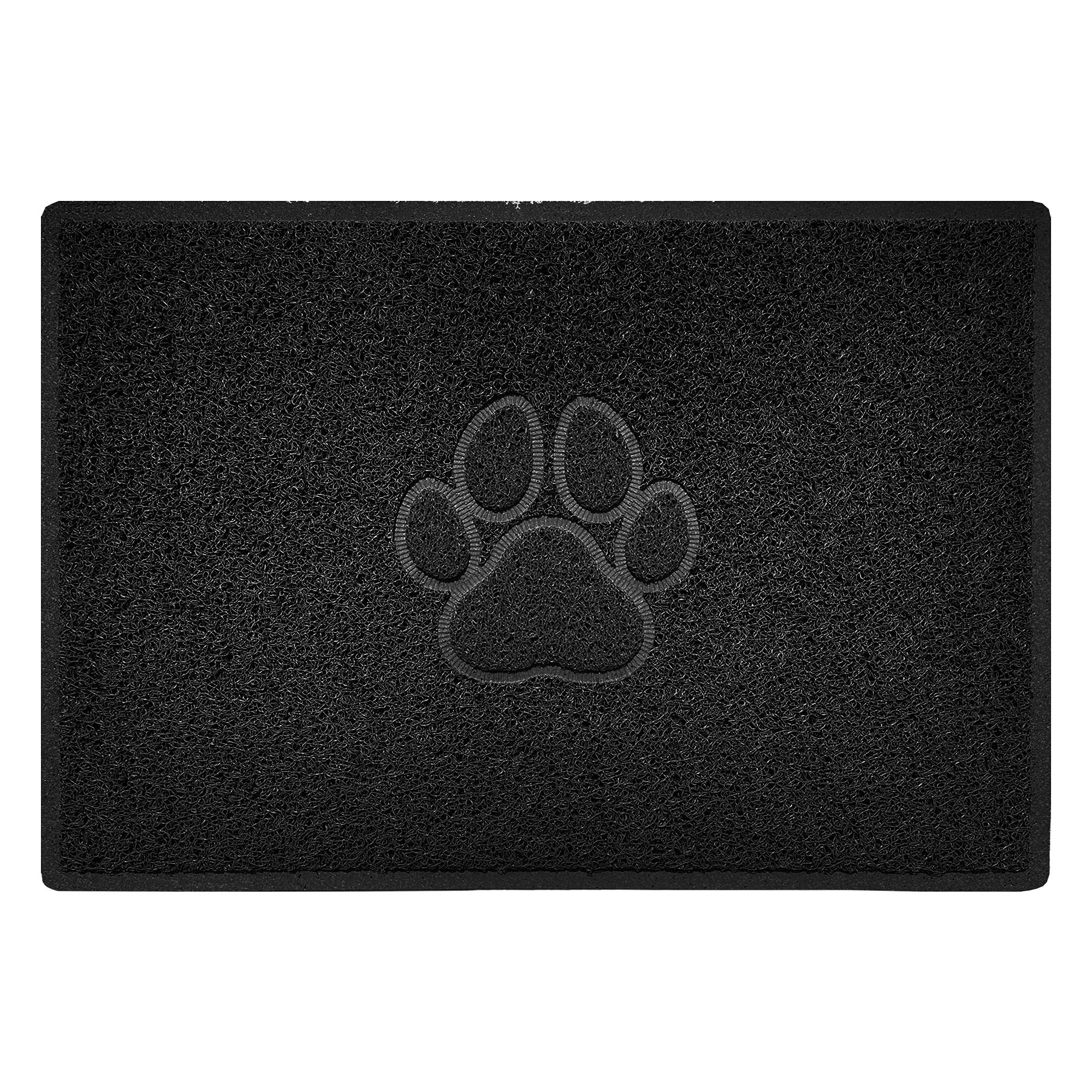 Nicoman PAW Shape Cat Litter Box Mat, Dog Food Feeding Tray Matt, Non-Slip, Easy Clean, Washable(90x60cm,Large),BLACK