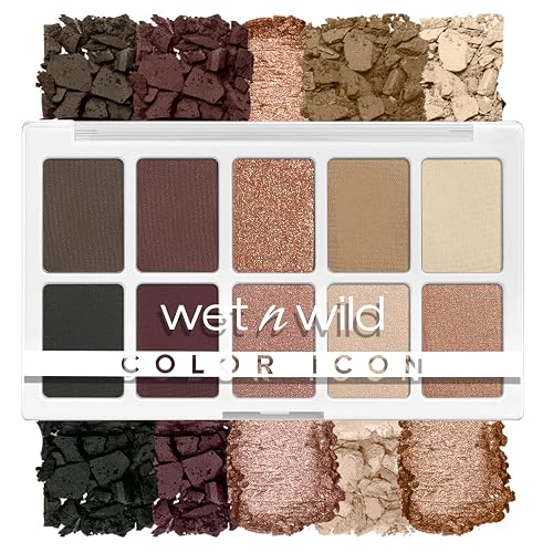 Wet n Wild, Color Icon 10-Pan Palette, Eyeshadow Palette, 10 Richly Pigmented Colors for Everyday Makeup, Long-Lasting and Easy to Blend Formula, Nude Awakening