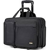 LASUK Rolling Laptop Bag, Wheeled Briefcase 17.3 inch Rolling Briefcase, Overnight Roller Bag, Repellent Travel Roller Underseat Bag