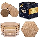 Marbco Sandstone Water Absorbent Hand Crafted Hexagon Coasters for Drinks - 4 Inches Wide Thirsty Stone Bar/Drink Coasters- Made from Rainbow Sandstone (Set of 6 Without Holder)