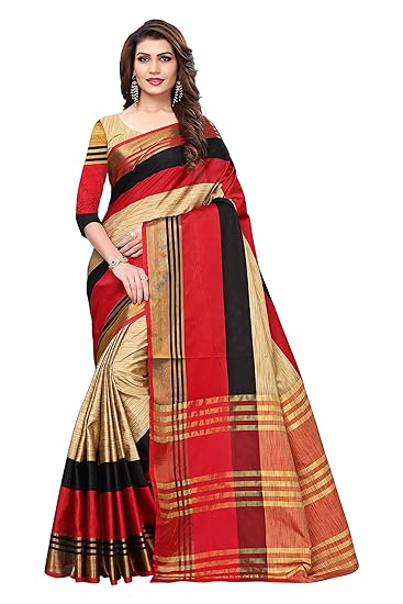 Art Silk with Blouse Piece Saree PATTA_Multicolor_Free Size