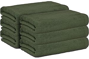 GLAMBURG 100% Cotton 6 Pack Bath Towel Set, Ultra Soft Bath Towels 22x44, Towels for Gym Yoga Pool Spa, Quick Drying & Highly Absorbent - Olive Green