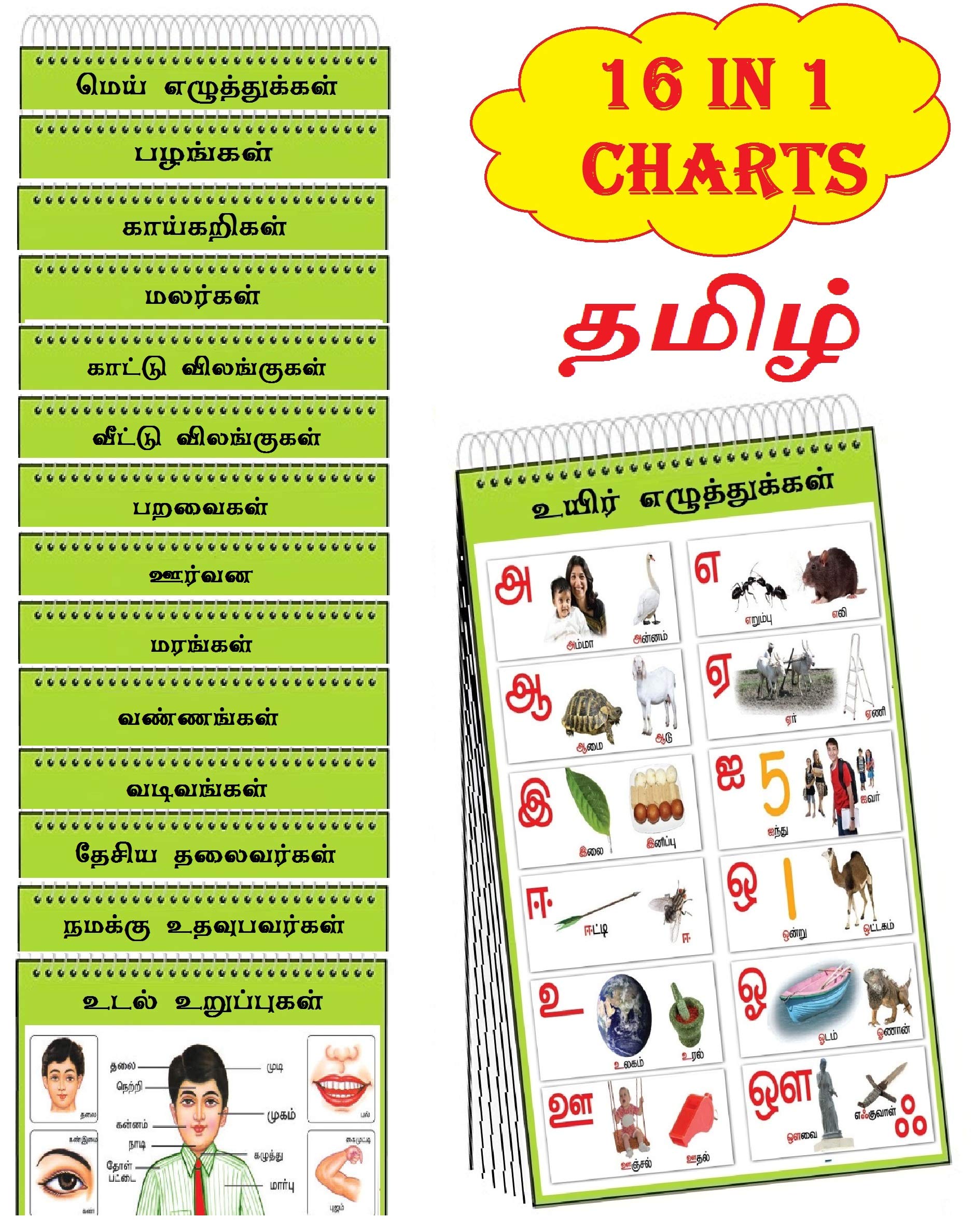 Buy Tamil Chart For Kids 16 Charts 37 X 48 Cm Spiral Wall Chart For Early Learning Tamil Alphabet Fruits Vegetables Book Online At Low Prices In India