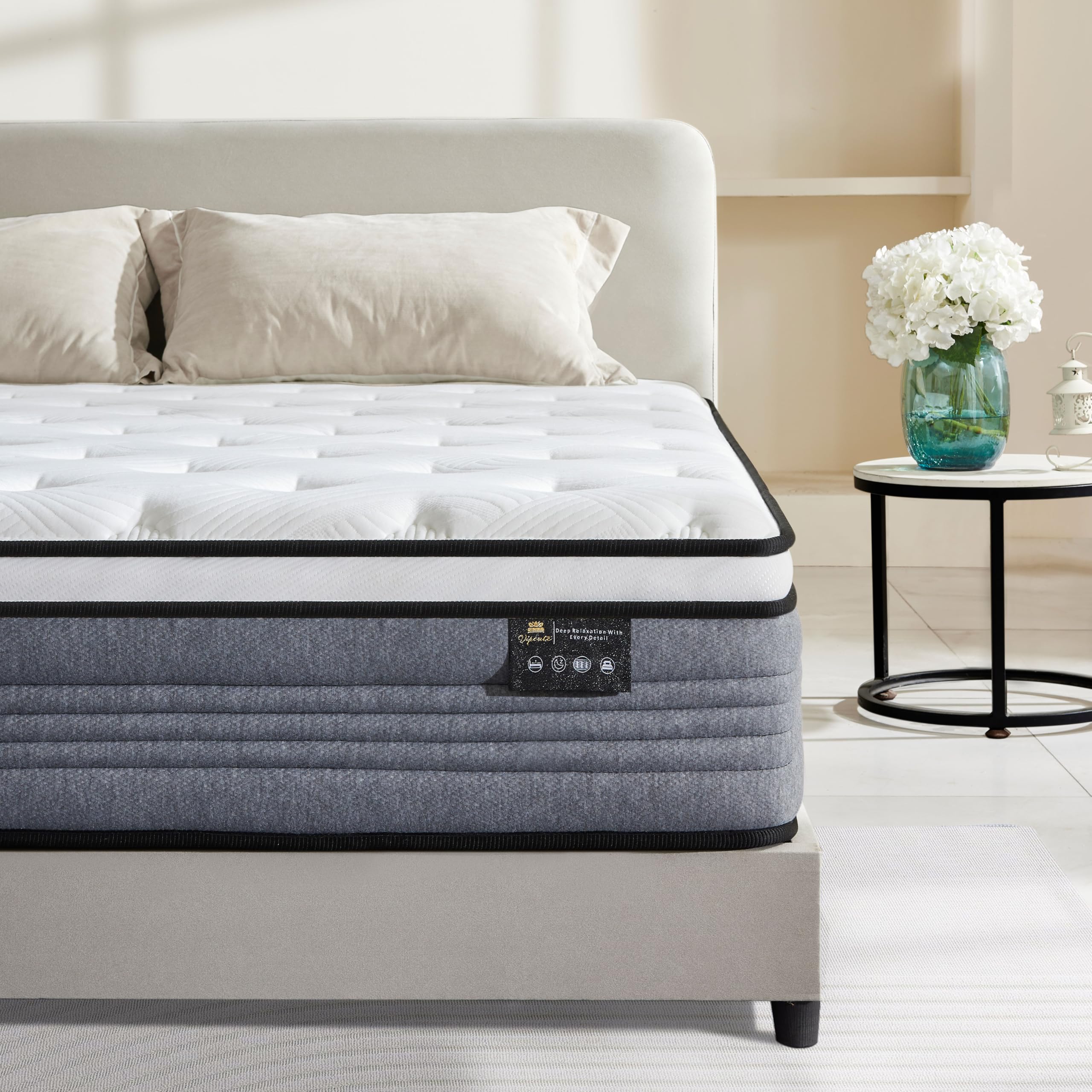 Photo 1 of Vipcute Twin Mattress, 10 Inch Twin Mattresses, 10 Inch Hybrid Pocketed Coil Mattress in a Box with Gel Memory Foam, Medium Firm, CertiPUR-US Certified