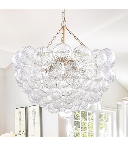 Longree Nordic Bubble Ball Swirled Glass Chandelier, Diam 31