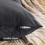 Deconovo Velvet Cushion Covers 40x40 cm Dark Grey Set of 2 with Invisible Zipper view 4