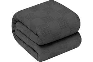 Oakias 100% Cotton Blanket King Size (90 x 108 Inches) Grey – 350 GSM – Lightweight Thermal Blanket – Ideal for All Seasons – Perfect for Covering Any Bed