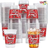 JOYIN 100 Pcs 16oz Graduation Party Plastic Cups (Red), Grad Disposable Cups for Class of 2026 Graduates, PET Cup Tableware Bulk for 2026 High School College Graduation Grad School Party Supply Decor