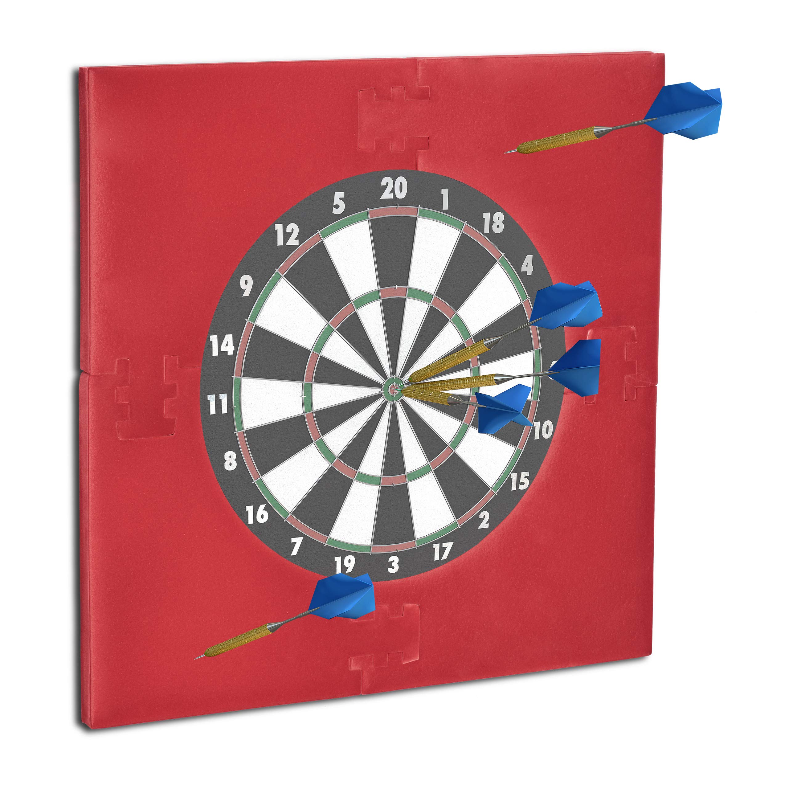 Relaxdays R6 Dartboard Surround Darts Protector Dart Backboard Wall Protection, EVA, 4 Pieces, H x W x D: 71 x 71 x 3 cm, Bordeaux Red