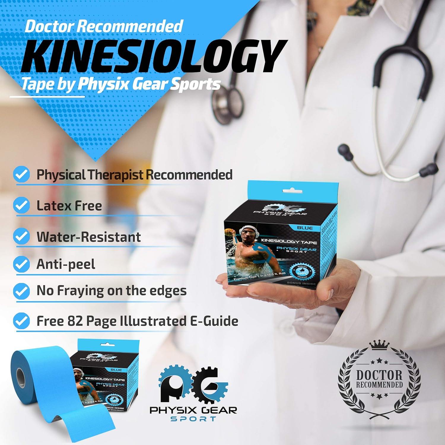 Physix Gear Sport Kinesiology Tape Pro Sports Tape for Injury