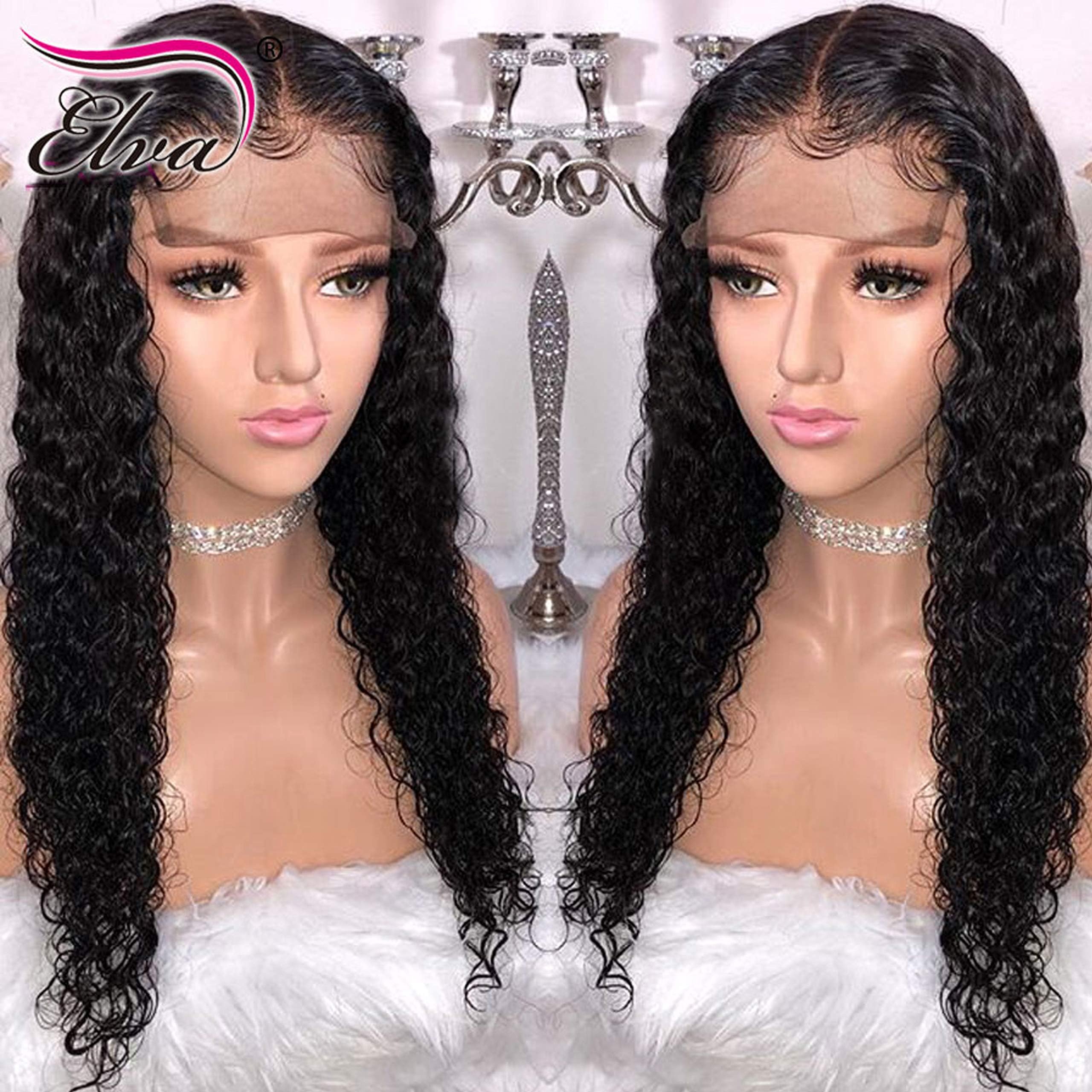 360 Lace Frontal Wig 250% Density Pre-Plucked Hairline 360 Lace Front Brazilian Remy Human Hair Wig Curly Hair Wig for Black Women (12inch with 250% density)