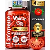 VitaUp Lycopene Supplements for Men &ndash; USA Made 30 mg of Tomato Extract &ndash; Prostate Supplements for Men &ndash; Non-GMO Lycopene Supplement for Normal Prostate, Skin &amp; Antioxidant Support &ndash; 120 Count