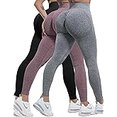 CHRLEISURE Workout Leggings Sets for Women, Gym Scrunch Butt Butt Lifting Seamless Leggings 3 Piece