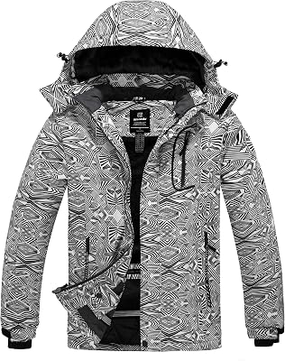 Chaquetas Forro de Vellón Grueso Parka Nieve Hombre Floral Negro L